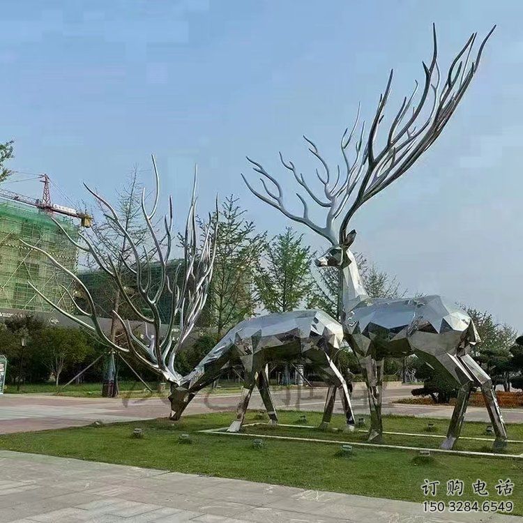 景觀小鹿雕塑選用，美陳雕塑，抽象切面小鹿雕塑標(biāo)準(zhǔn)