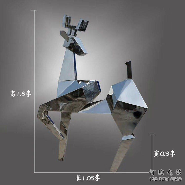 現(xiàn)代小鹿雕塑展品，室外軟裝，展示切面小鹿雕塑訂做