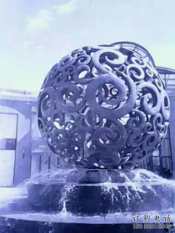 鏤空球噴泉雕塑，花樣水景組合，旱地噴泉體系
