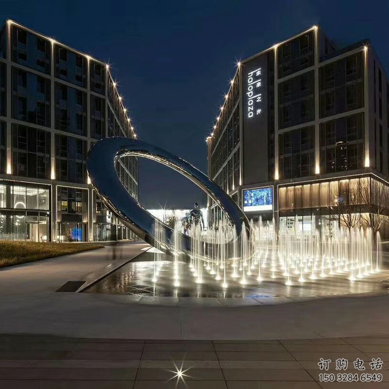 噴水圓環(huán)雕塑，水景文化雕塑，旱地噴泉小品