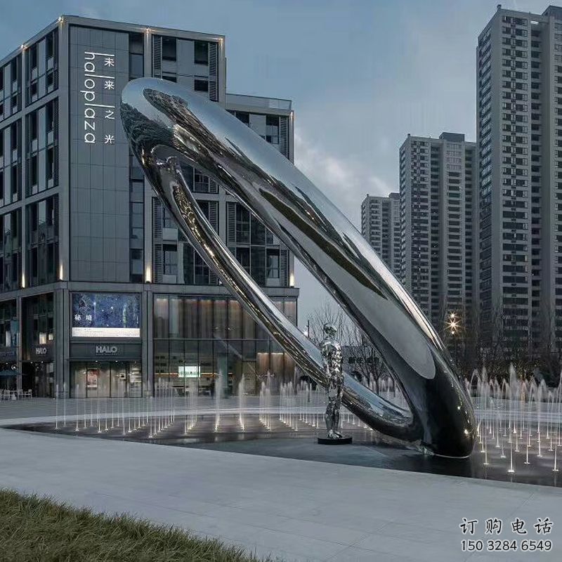 制作圓環(huán)雕塑，噴泉組合體，旱地圓環(huán)噴泉雕塑類型