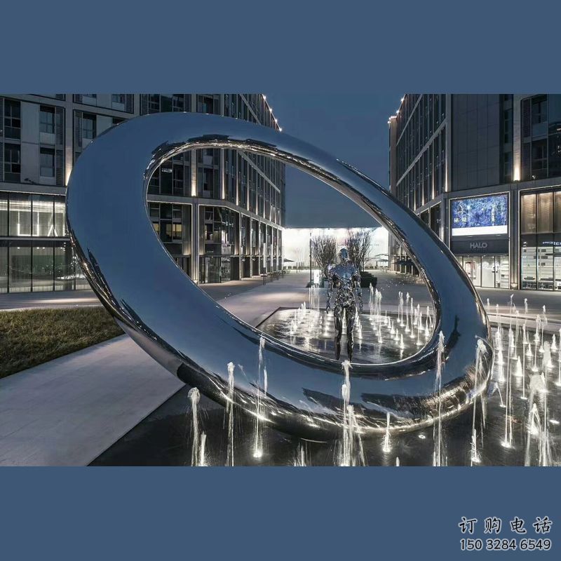 操場(chǎng)圓環(huán)雕塑，鏤空景觀雕塑，噴砂制造