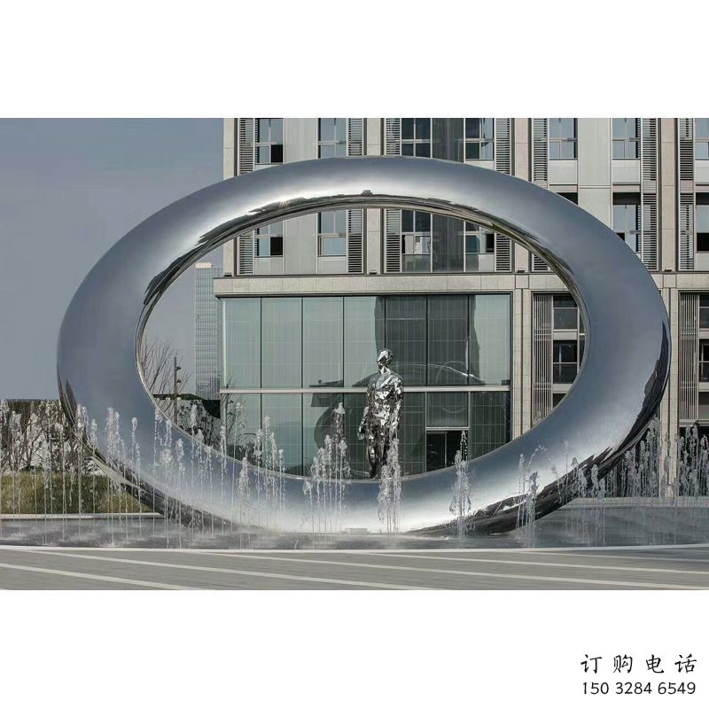 小區(qū)圓環(huán)雕塑，拉絲景觀雕塑，抽象效果