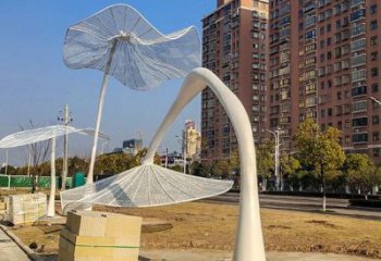 花傘廊架雕塑，不銹鋼廊架花雕塑