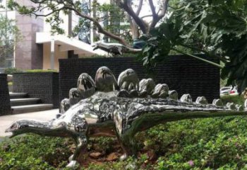 景觀恐龍雕塑廠家，拋光工藝，鏡面恐龍雕塑承接
