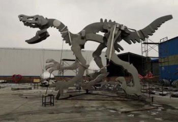 金屬恐龍雕塑制作，陸地擺件，廣場恐龍骨架雕塑制造商