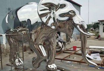 不銹鋼大象雕塑生產(chǎn)，廣場雕塑，鏡面大象雕塑展品