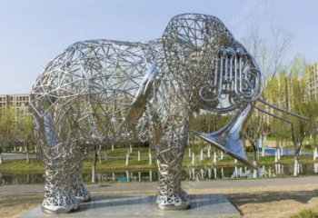 大象雕塑承接，動物鏤空雕塑，鏤空大象雕塑定制