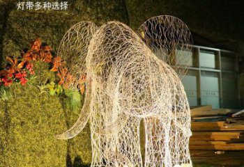 燈光大象雕塑定制，小區(qū)雕塑，鏤空大象雕塑提供