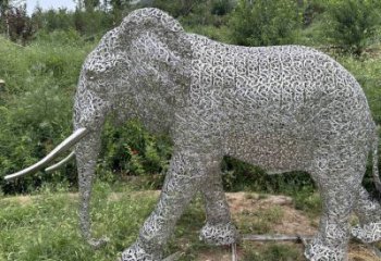 公園大象雕塑定做，小區(qū)擺件，鏤空大象雕塑制作