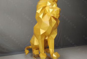 幾何獅子雕塑指用，景觀雕塑，藝術(shù)不銹鋼獅子雕塑點(diǎn)擊