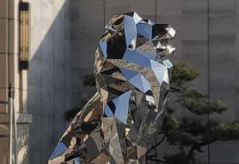 景觀獅子雕塑精選，陸地?cái)[件，公園不銹鋼獅子雕塑精品