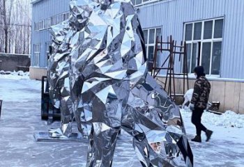 鏡面獅子雕塑通用，動物小品，廣場不銹鋼獅子雕塑優(yōu)價
