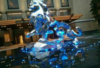 切面獅子雕塑通用，街景小品，不銹鋼獅子雕塑制造