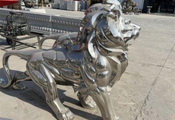 藝術(shù)獅子雕塑觀賞型，街景小品，不銹鋼獅子雕塑常用