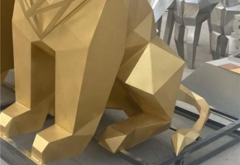 幾何獅子雕塑制造，金屬構(gòu)件，不銹鋼獅子雕塑提供
