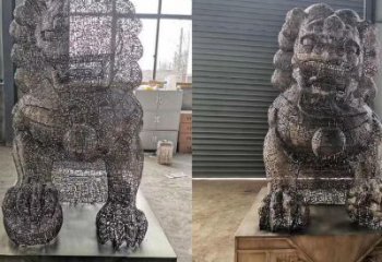 透雕獅子雕塑常用，鏤空概念，不銹鋼獅子雕塑展品