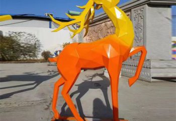 景觀小鹿雕塑承接，景區(qū)案例，公園烤漆小鹿雕塑定制