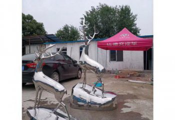現(xiàn)代小鹿雕塑定制，中式工藝，鏡面仿真小鹿雕塑優(yōu)價