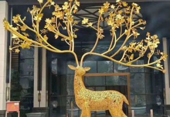 公共梅花鹿雕塑訂做，城市裝飾，庭院鏤空梅花鹿雕塑展品