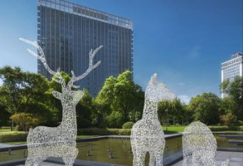 梅花鹿雕塑常用，景觀概念，鏤空梅花鹿雕塑展品