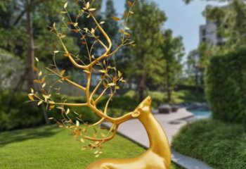 金屬梅花鹿雕塑制造，公園雕塑，仿真梅花鹿雕塑展品