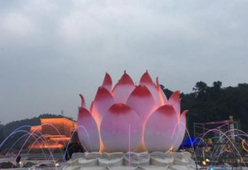 蓮花噴泉雕塑，水景藝術(shù)小品，水秀蓮花雕塑廠家