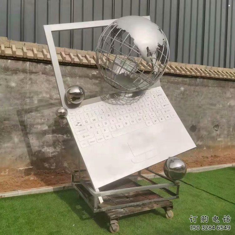 地球儀雕塑訂做，景區(qū)雕塑，鏡面筆記本地球儀雕塑廠家