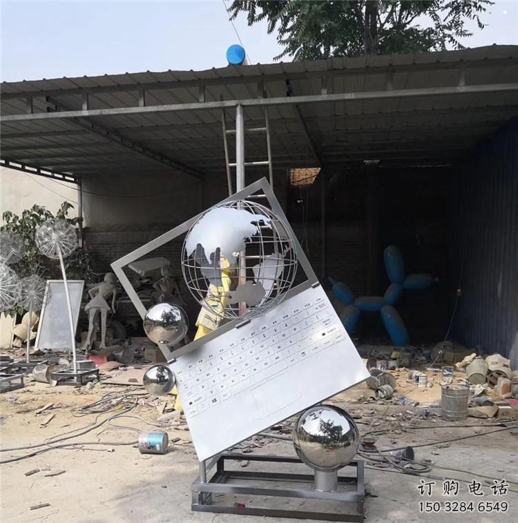 地球儀雕塑通用，街景小品，筆記本地球儀雕塑制造