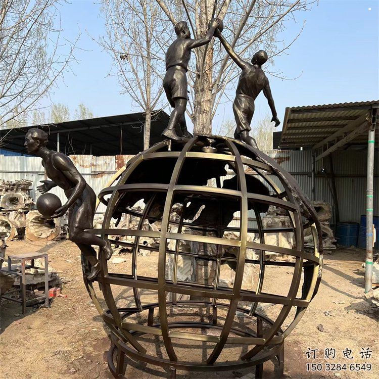 地球儀雕塑系列，城市裝飾，烤漆地球儀人物雕塑優(yōu)選