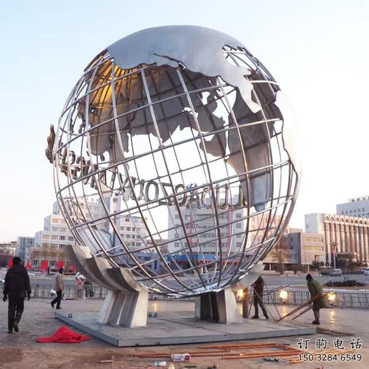 地球儀雕塑觀賞型，公園小品，鏡面地球儀雕塑常用