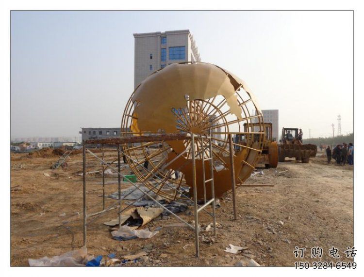 地球儀雕塑供求，白鋼構(gòu)件，烤漆地球儀雕塑制造廠家