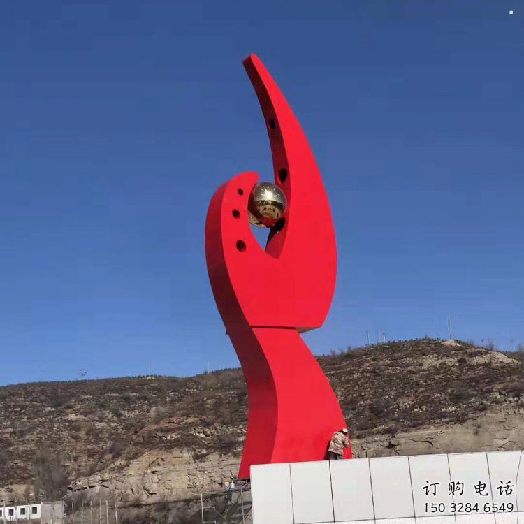 鳳凰雕塑點(diǎn)擊，地標(biāo)擺件，抽象幾何鳳凰雕塑承接