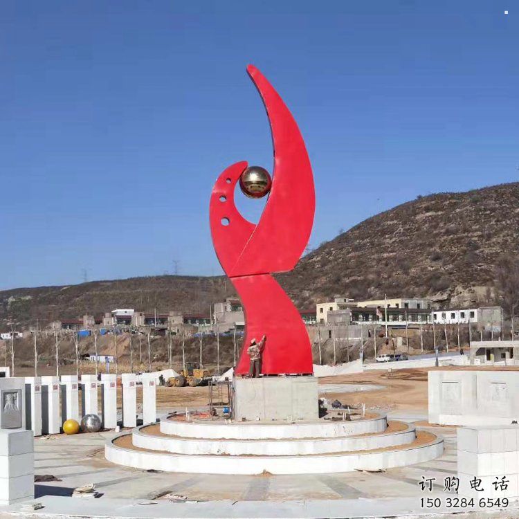 鳳凰雕塑點(diǎn)擊，景觀雕塑，幾何抽象鳳凰雕塑廠家