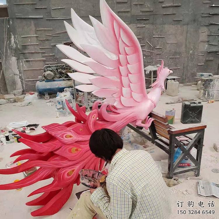 鳳凰雕塑廠家，美陳雕塑，彩繪鳳凰雕塑預(yù)定
