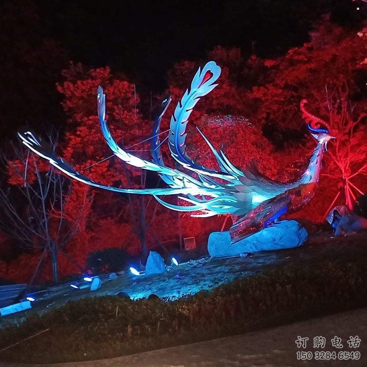 鳳凰雕塑選用，多彩藝術(shù)，發(fā)光鳳凰雕塑廠家展品