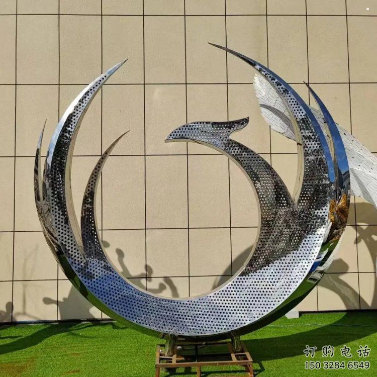 鳳凰雕塑供給，戶外雕塑，不銹鋼鳳凰圓環(huán)雕塑廠家選用