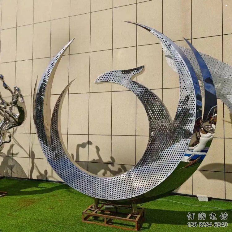 鳳凰雕塑精品，景觀概念，不銹鋼鳳凰圓環(huán)雕塑通用