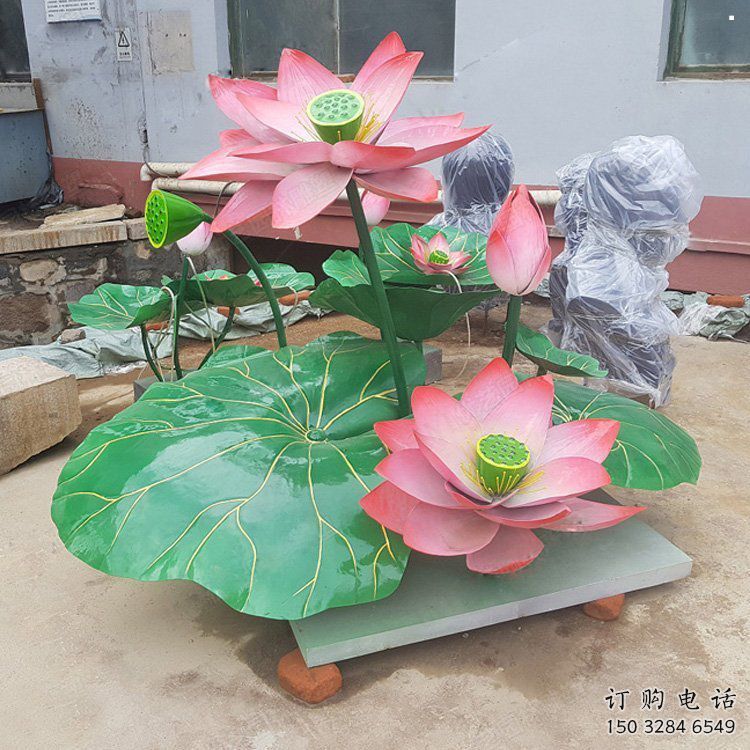 鋼鑄荷花雕塑常用，鋼管組合，園林荷花雕塑定價