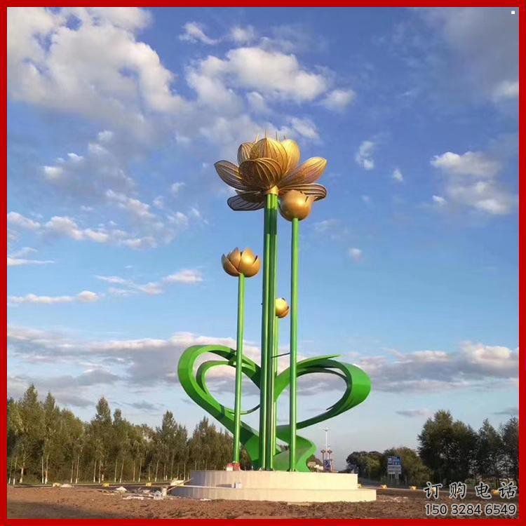 荷花雕塑供需，彩鋼制作，大型仿真荷花雕塑公司