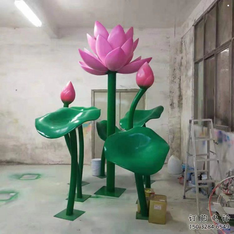 荷花雕塑觀賞型，露天雕塑，不銹鋼荷花雕塑訂做