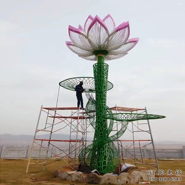 建筑荷花雕塑精選，露天雕塑，鏤空仿真荷花雕塑訂做