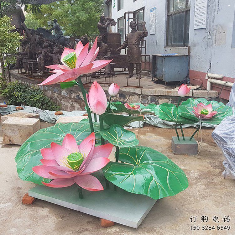 園林荷花雕塑標(biāo)準，彩鋼制作，景觀荷花雕塑優(yōu)價