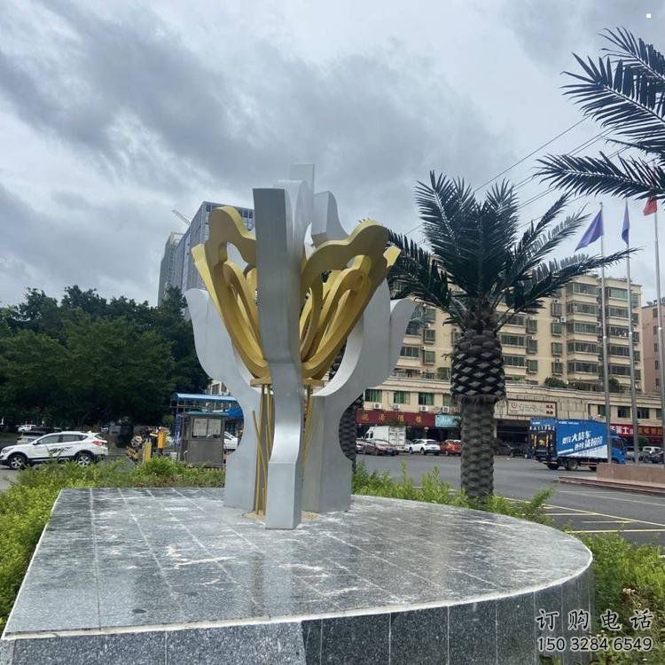 荷花雕塑廠家，街頭雕塑，不銹鋼荷花雕塑廠定價(jià)