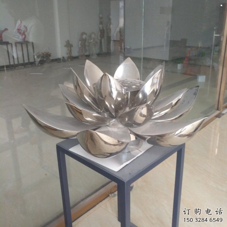 荷花雕塑觀賞型，公園小品，鏡面荷花雕塑廠家常用