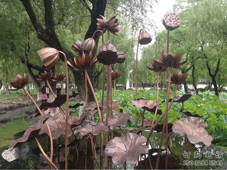 荷花雕塑擺件制造，藝術擺件，文化景觀銅荷花雕塑選定