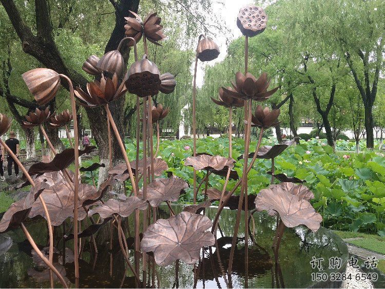 荷花雕塑供應(yīng)，城區(qū)小品，戶外銅荷花雕塑制造商