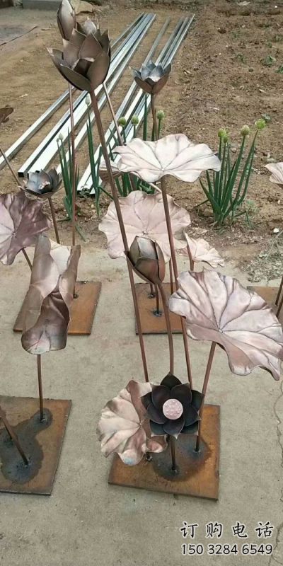 荷葉雕塑展品，公園小品，銅荷葉雕塑供需
