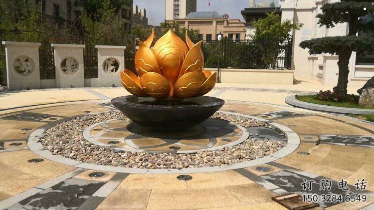 金蓮花雕塑廠家，露天雕塑，不銹鋼金蓮花雕塑選用