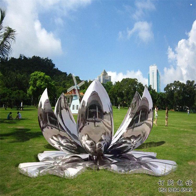 蓮花雕塑供給，街道標(biāo)識(shí)，不銹鋼鏡面蓮花雕塑廠家
